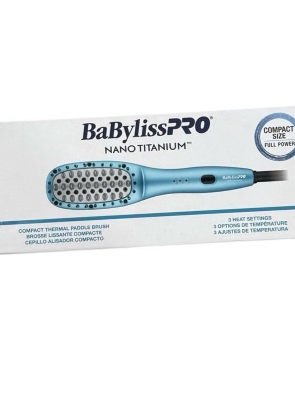 BaBylissPRO Nano Titanium Compact Thermal Paddle Brush NIB